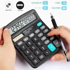 12-Digit Solar Battery Office Calculator Large LCD Display Big Sensitive Button