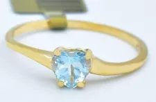 GENUINE 0.67 Cts AQUAMARINE SOLITAIRE HEART RING 10K GOLD - Free Appraisal -NWT