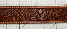 Tony Lama Floral Belt Cowboy Western Tooled USA Made Size 28 - 1 -3/8" No Buckle