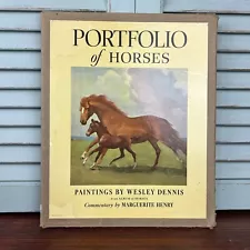 Vintage MCM 1951 Portfolio Of Horse By Wesley Dennis 18 Signed Framable Prints.