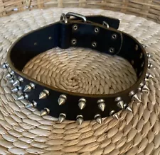 Dean & Tyler Spiked ( The Real Deal) Leather Dog Collar Size 18 Black