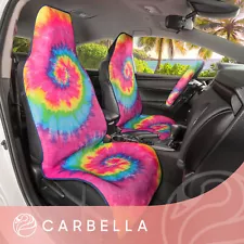 Rainbow Tie-Dye Car Seat Covers & Steering Wheel Cover for Women Boho