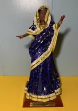 Trinidad Tobago Sari Costume 12” Doll On Wooden Base