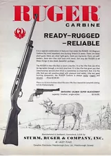 1962 Ruger Carbine .44 Magnum Rifle Rugged Reliable Vintage Print Ad/Poster