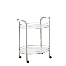 Furniture of America Bar Carts 18"x26"x31" Portable Rolling Mirrored in Chrome