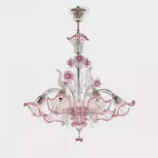 Murano Glass Chandelier 5 Lights Original from Italy