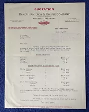 1935, Quotation for sale of auto paint, Baker, Hamilton & Pacific San Francisco