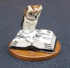 Ceramic Brown Owl On An Open Book Tumdee 1:12 Scale Dolls House Bird Ornament A