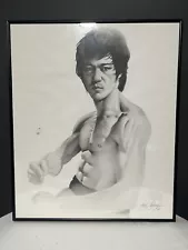 BRUCE LEE Drawing Poster Print Singed Artist Original Martial Arts 20×24" Rare!!