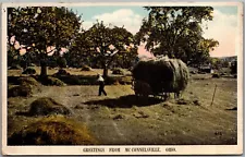 Postcard Greetings from McConnelsville, Ohio; Farmer Loading Hay on Wagon Gp