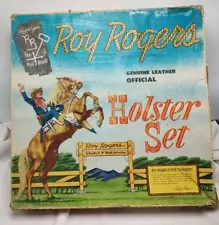 1950's Classy Roy Rogers Cap Guns w/ Gold Floral Grips Gold Foil Holsters & Box