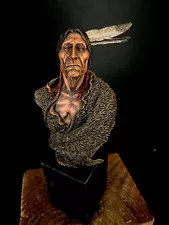 SALE! Native American "Old Story Teller" Mixed Metal Sculpture by Joe Slockbower