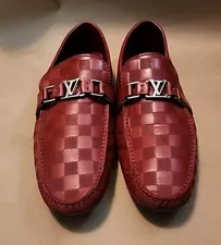 Louis Vuitton Red Loafers - Men's Size 10 monogram logo