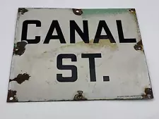 VTG 1930'S NEW YORK SUBWAY SIGN PORCELAIN ENAMEL CANAL ST ORIGINAL