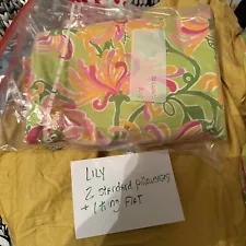 Lilly Pulitzer for Garnet Hill king flat cotton sheet +2 standard pillowcases