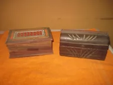 2 Old Wood Boxes, Small & Decorative, approx. 6" x 3"to4"wide, Good not perfect