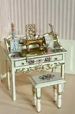 Dollhouse Miniature 1:12 Victorian Ivory Artisan made Sewing table