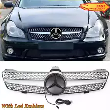 Chrome Front Grille W/Leds For Mercedes W219 CLS500 CLS550 2005 2006 2007 2008