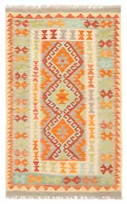 Vintage Kilim Rug 3'2" x 5'0" Traditional Wool Hand Woven Carpet