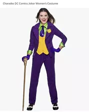 Charades DC Comics Joker Women's Costume size Lg /Includes Long Green Wig