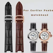 Genuine Leather Watchband For Cartier PASHA Folding Buckle Wristband Strap