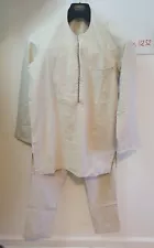 Men's beige linen suit Handmade, M (065)