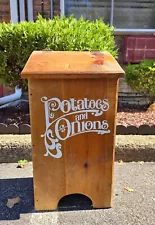 Vintage TATERS & ONIONS BIN potato country primitive kitchen rustic storage wood