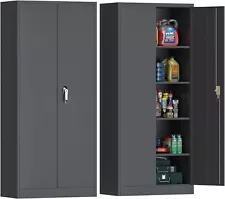 Industrial Steel Garage Cabinet with 2 Doors... Locking Metal Storage Cabinet