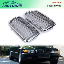 Chrome Front Hood Kidney Grilles For 1995-2001 BMW E38 7-Series 740i 740iL 750iL (For: 2001 BMW 740i)