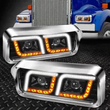 [LED DRL+SIGNAL]FOR 81-19 WESTERN STAR 4800 KENWORTH W900 PROJECTOR HEADLIGHT (For: 2000 Kenworth W900)