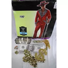 Pimp Costume X Large XL Red Animal Print w/ Accessories 89911