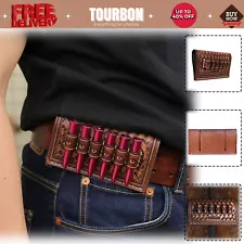 Tourbon Leather Revolver/Rifle Ammo Belt Slide .38/357/44/45/30-30 Bullet Holder