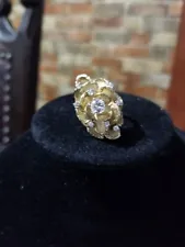 Huge Custom 14K Nugget and Diamond Ring !