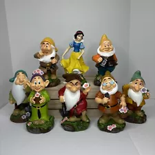 Disney Snow White & Seven Dwarfs Complete Set Of 8 Resin Garden Statues 7 1/2”