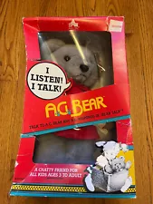 AG BEAR Talking Voice Box Plush Animal Red Teddy Stuffed NEW w/Box TESTED WORKS