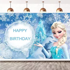 Frozen Princess Happy Birthday Backdrops Party Background Banner Photo Supplies