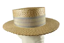 RARE Antique WALLKILL Boater OLD Vintage Barbershop Quartet STRAW Hat SIZE 7 1/4