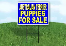 Australian Terrier PUPPIES FOR SALE YELLOW Yard Sign Road with Stand LAWN SIGN