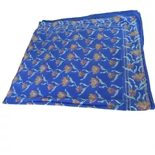 Indian Block Print 100% Cotton Cornflower Blue Floral Tablecloth