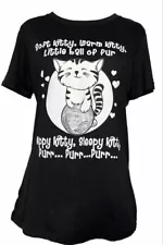 Teespring Women’s T Shirt Size L Black White Graphic Cat Kitty Print 100% Cotton