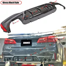 For 17-23 BMW G30 5 Series W/ M Sport Bumper M5 Style Glossy Black Rear Diffuser (For: BMW)