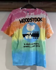 Liquid Blue Woodstock Tie-Dye Music T Shirt Size L Pink Orange Blue Green SALE!