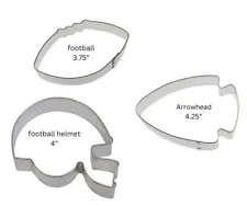 Arrowhead football cookie cutters, helmet, ball and arrow head set of 3