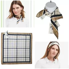 NEW Barbour Womens Stanton Check Square Scarf Trench Navy Neckerchief Headscarf