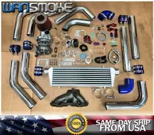 For Altima Sentra SE-R Spec-V QR25DE T3T4 .63 Turbo Kit Manifold Intercooler BLU