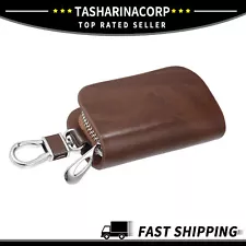 Universal Piece of 1 Key Case Zipper Bag with Key Chain Brown