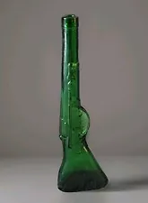 Vintage Gun Shaped Green Glass Liquor Decanter Bottle 15.5" ð¾