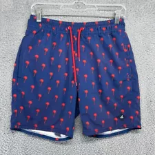 Sperry Swim Trunks Men's Small Blue Red palm Trees All Over Print Tropical Logo