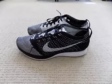 MENS 10 W 11.5 NIKE FLYKNIT RACER SHOES ORCA BLACK WHITE TONGUE 526628 011 2013