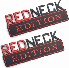 2x Big Size RedNeck Edition Emblems Truck Exterior Badge 3D Sticker Black Red